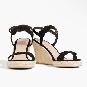 Stuart Weitzman Black Suede Espadrille Wedge Sandals – Size 9 (Fits 9.5) – NEW